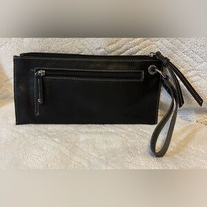 Leather wristlets with fancy satin interior - preowned condition